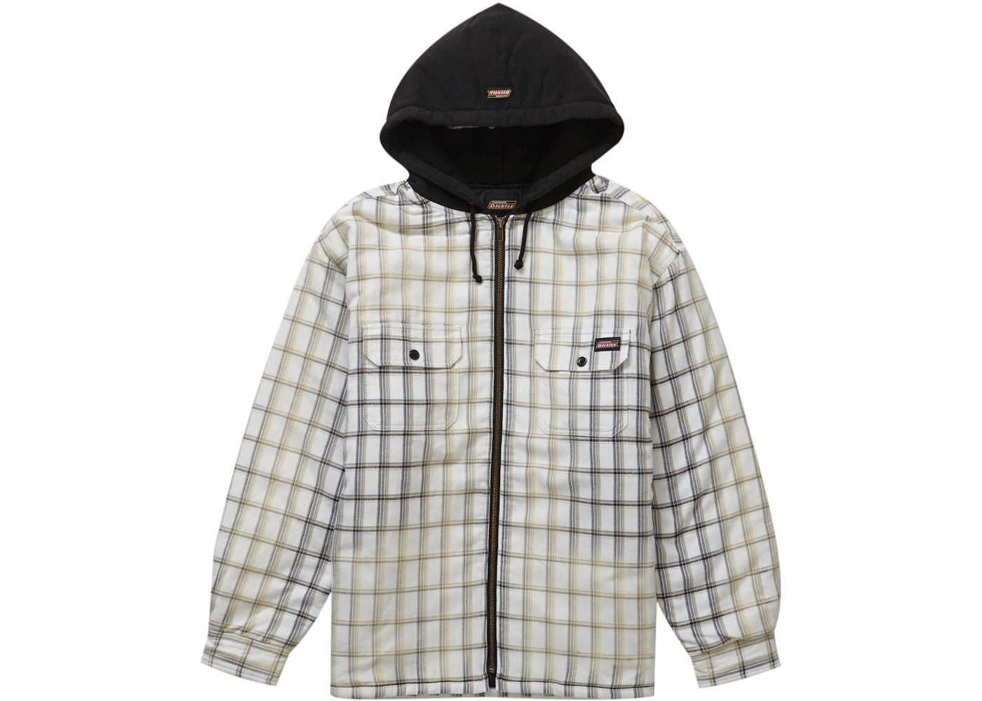 Supreme Dickies Plaid Hooded Zip Up Shirt Black Men's FW23 US