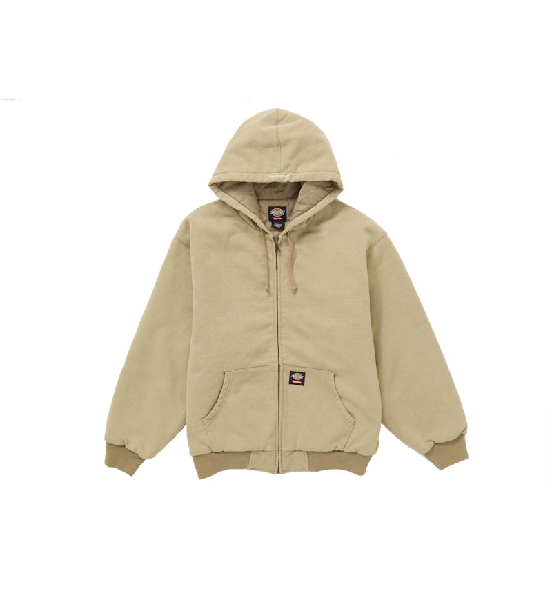 Supreme Dickies Quilted Lined Zip Up Hooded Sweatshirt Brown Men's