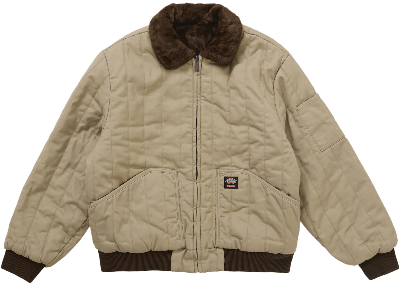 Supreme Dickies Reversible Quilted Faux Fur Work Jacket Brown