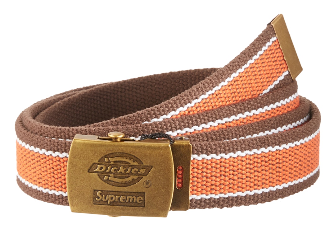 Pre-owned Supreme Dickies Stripe Webbing Belt Brown