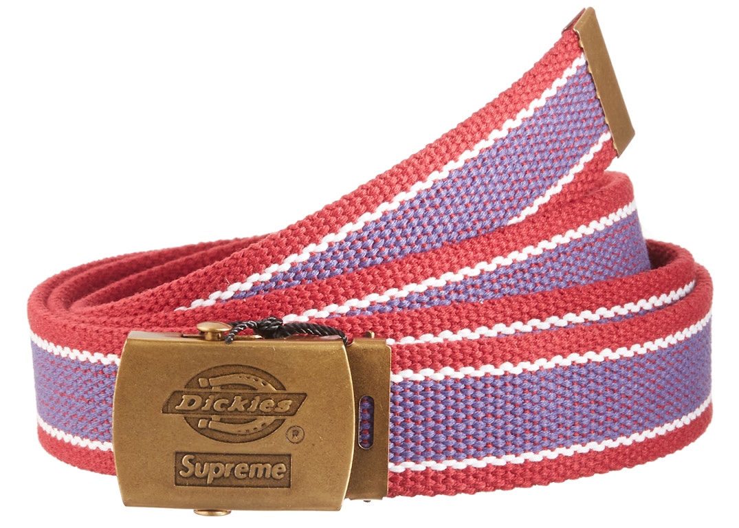 Pre-owned Supreme Dickies Stripe Webbing Belt Maroon