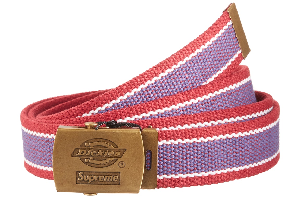 Pre-owned Supreme Dickies Stripe Webbing Belt Maroon