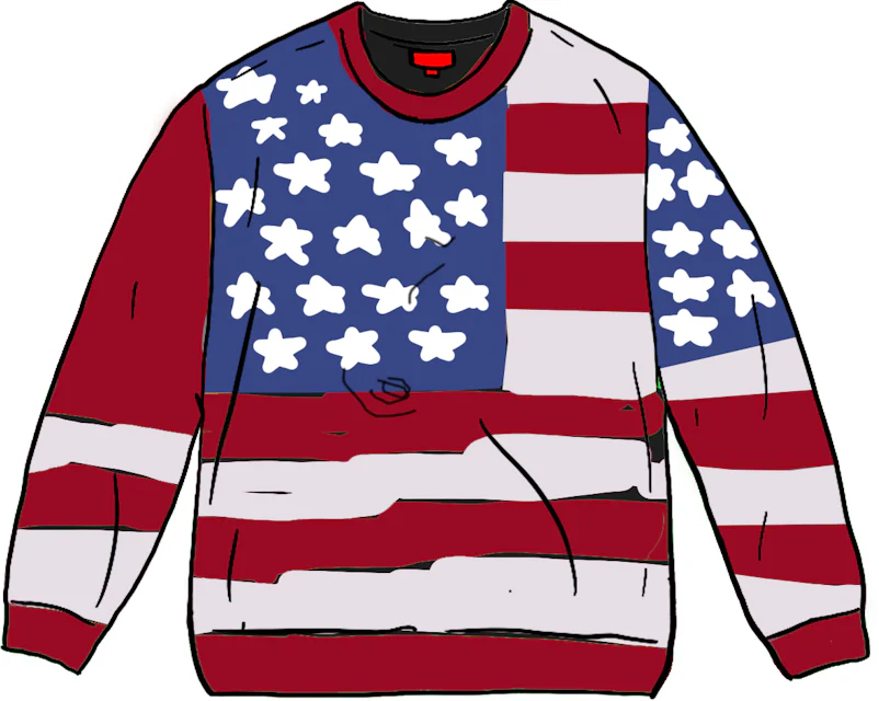 Supreme Digital Flag Sweater Red Men's - SS21 - US