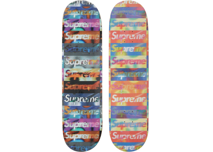 Supreme Distorted Logo Skateboard Deck Black/Yellow Set