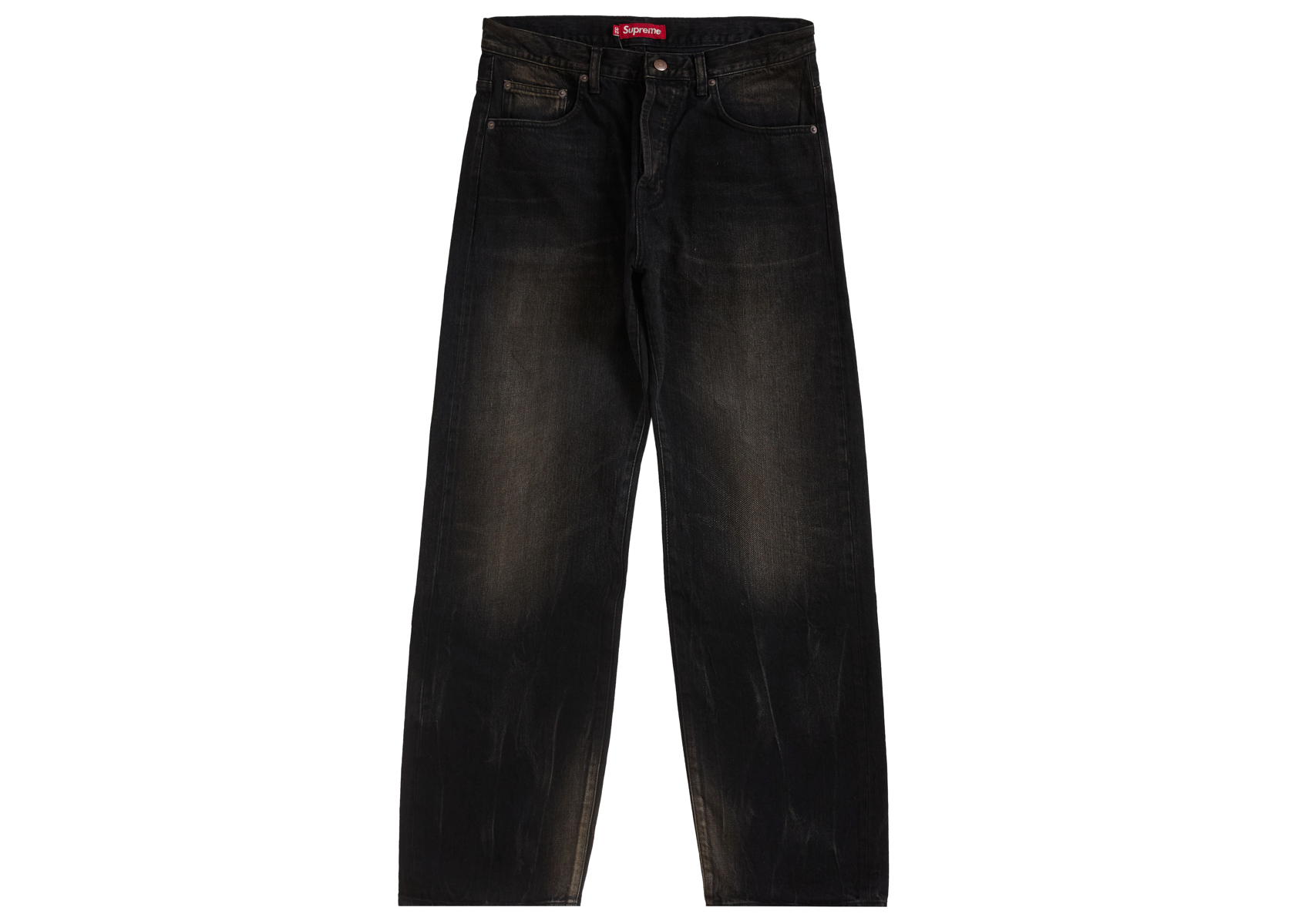 Supreme Distressed Loose Fit Selvedge Jean (SS24) Washed Black