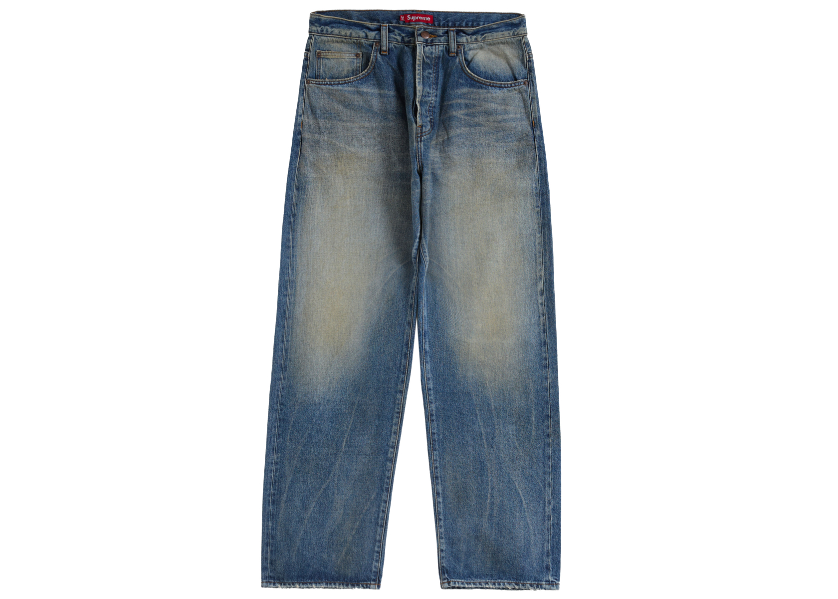 Supreme Distressed Loose Fit Selvedge Jean (SS24) Washed Indigo