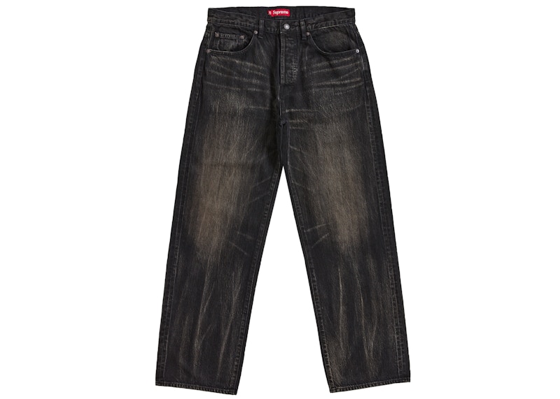 Supreme Distressed Loose Fit Selvedge Jean (SS26) Washed Black