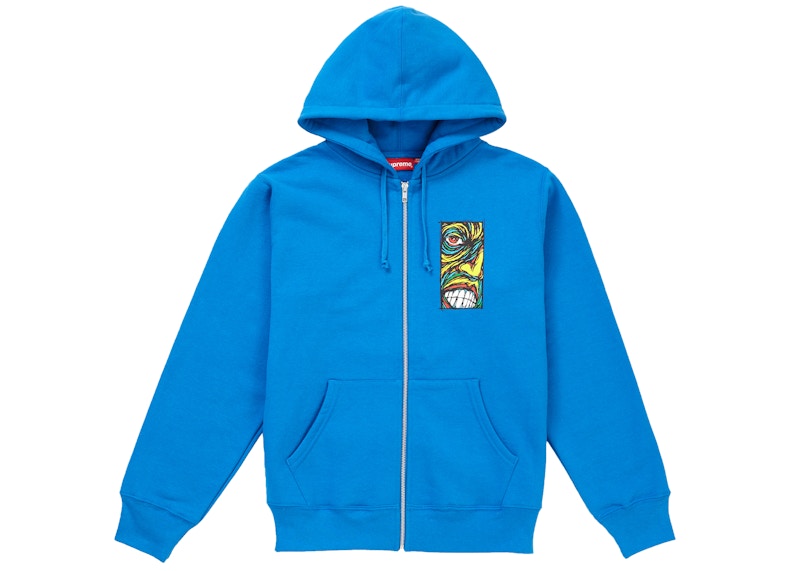 Supreme Disturbed Zip Up Hooded Sweatshirt Bright Blue Men's