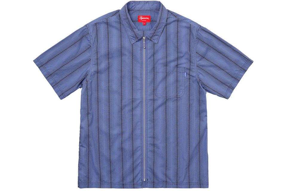 Supreme Dots Zip Up Shirt Light Blue