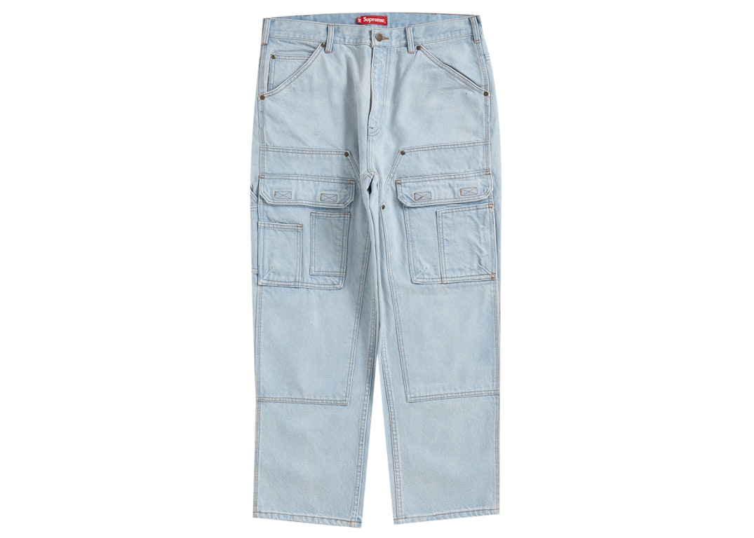 Pre-owned Supreme Double Knee Denim Utility Pant Washed Blue