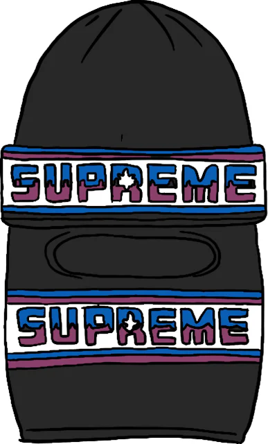 Supreme Double Logo Facemask Beanie Black