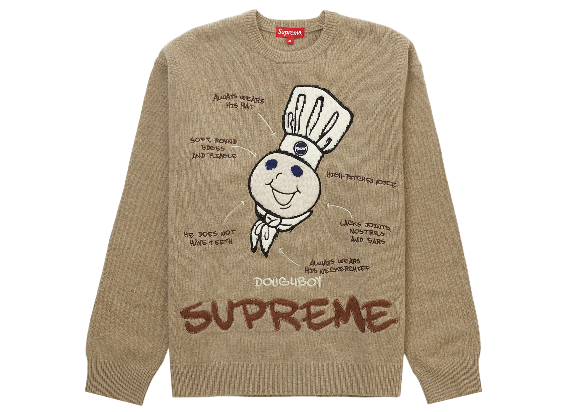 Supreme Doughboy Sweater Beige Men's - FW22 - GB