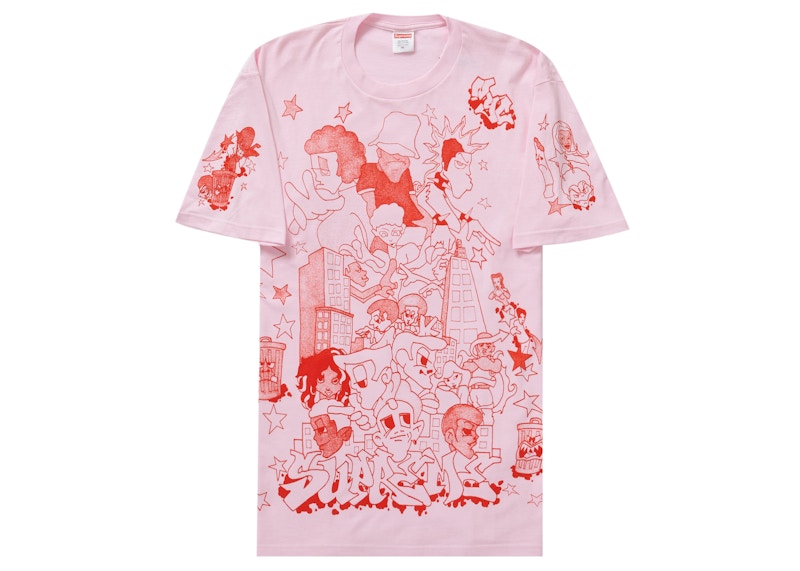 シュプリーム Downtown Tee ピンクM-