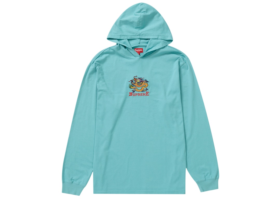 Pre-owned Supreme Dragon Hooded L/s Top Dusty Aqua