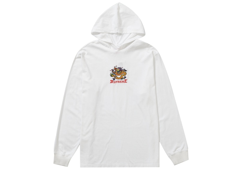 Supreme Dragon Hooded L/S Top White Men's - SS22 - US