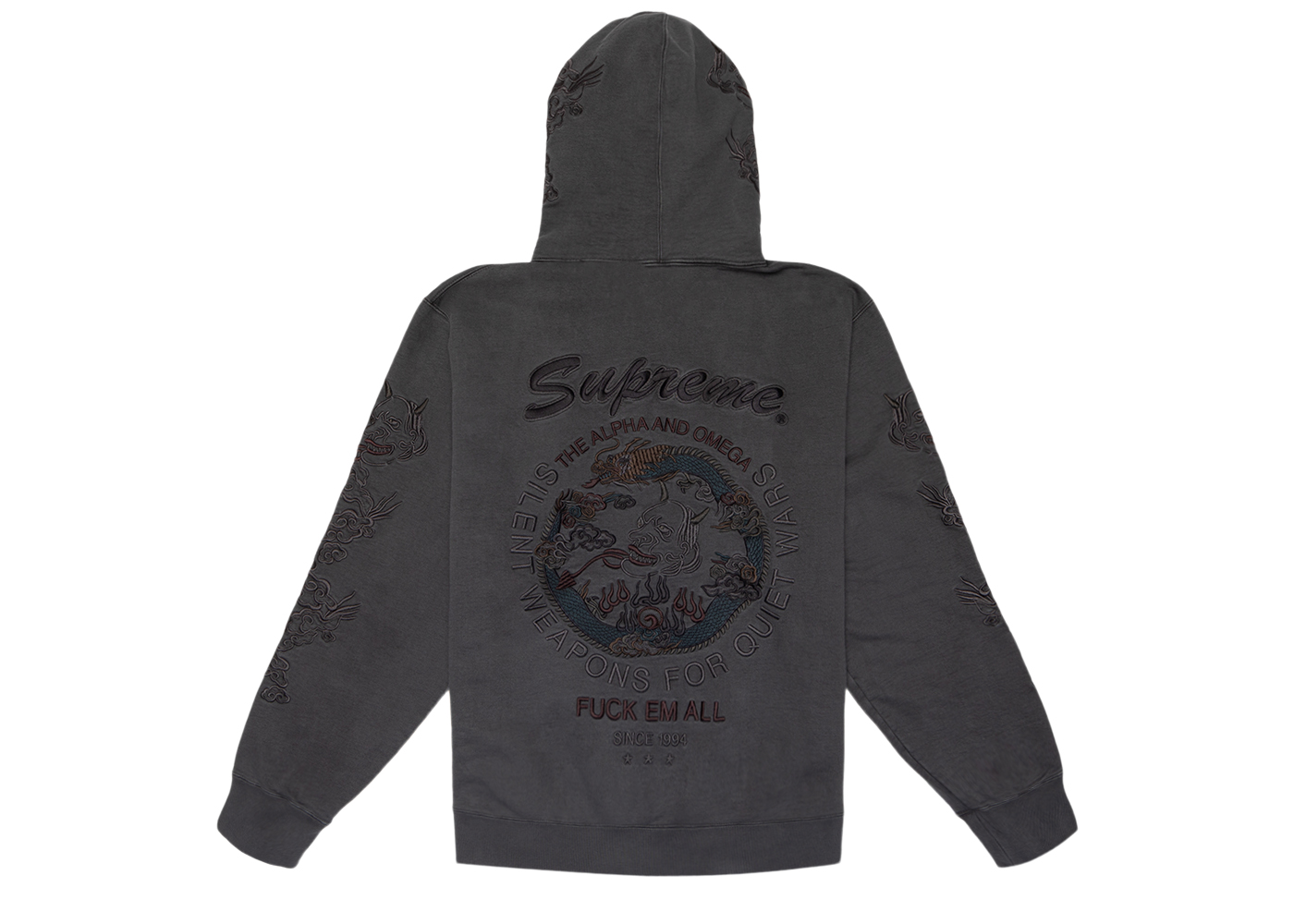 Supreme Dragon Overdyed Hooded Sweatshirt Black Men's - SS20 - US