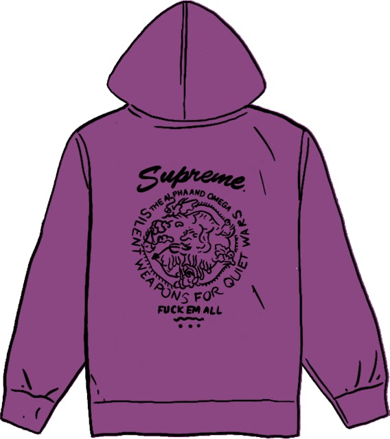 Supreme Dragon Overdyed Hooded Sweatshirt Bright Purple Men's
