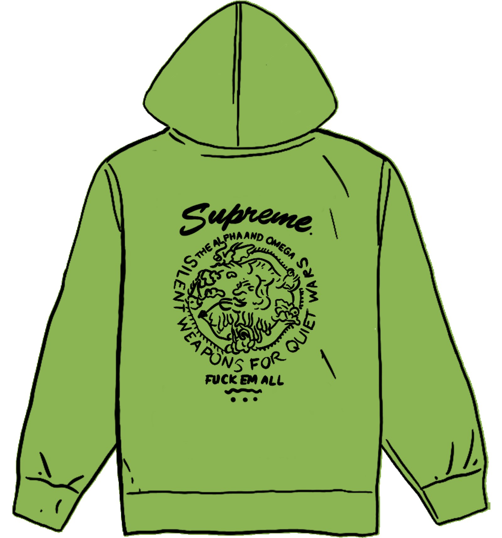 Supreme Dragon Overdyed Hooded Sweatshirt Lime