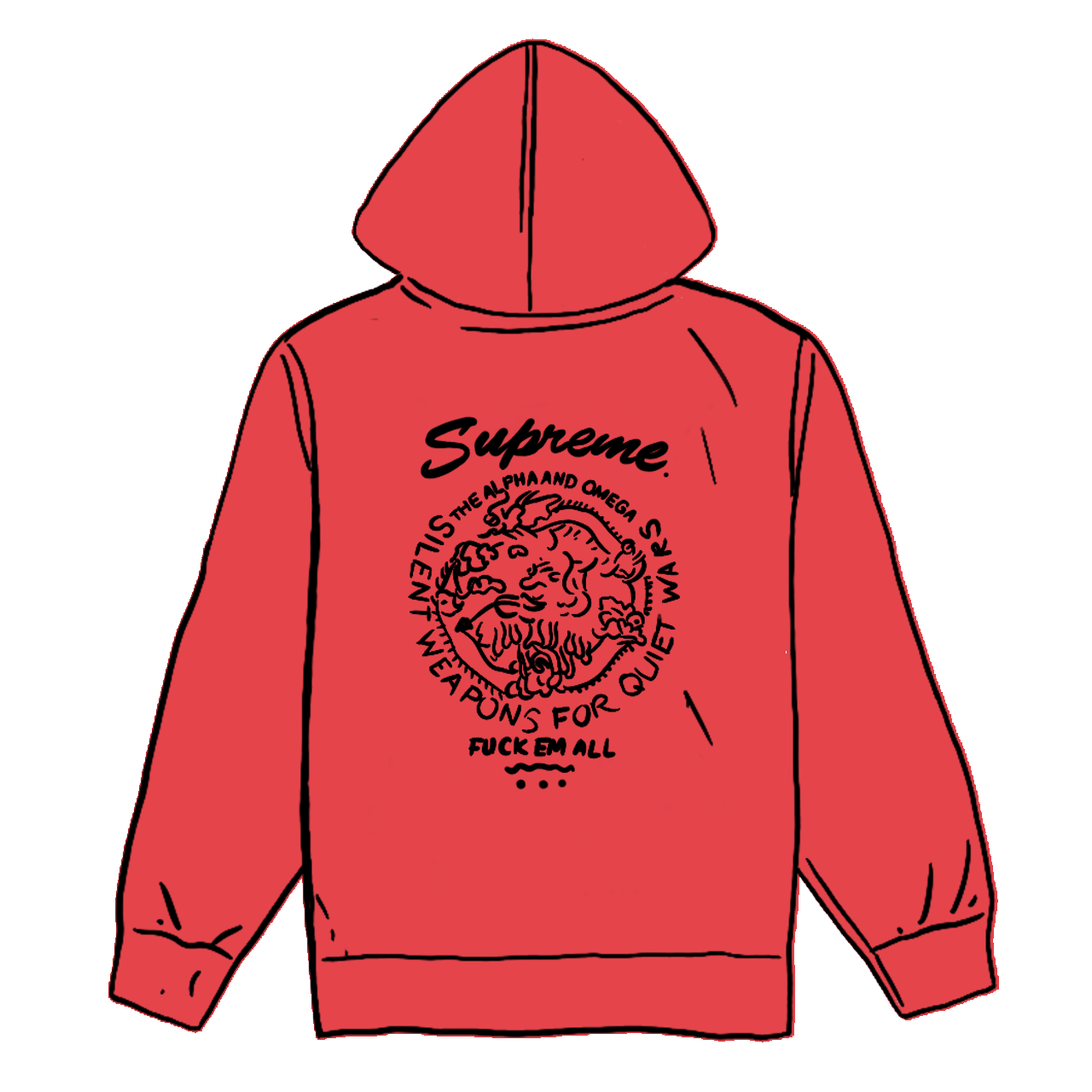 Supreme Dragon Overdyed Hooded Sweatshirt Red