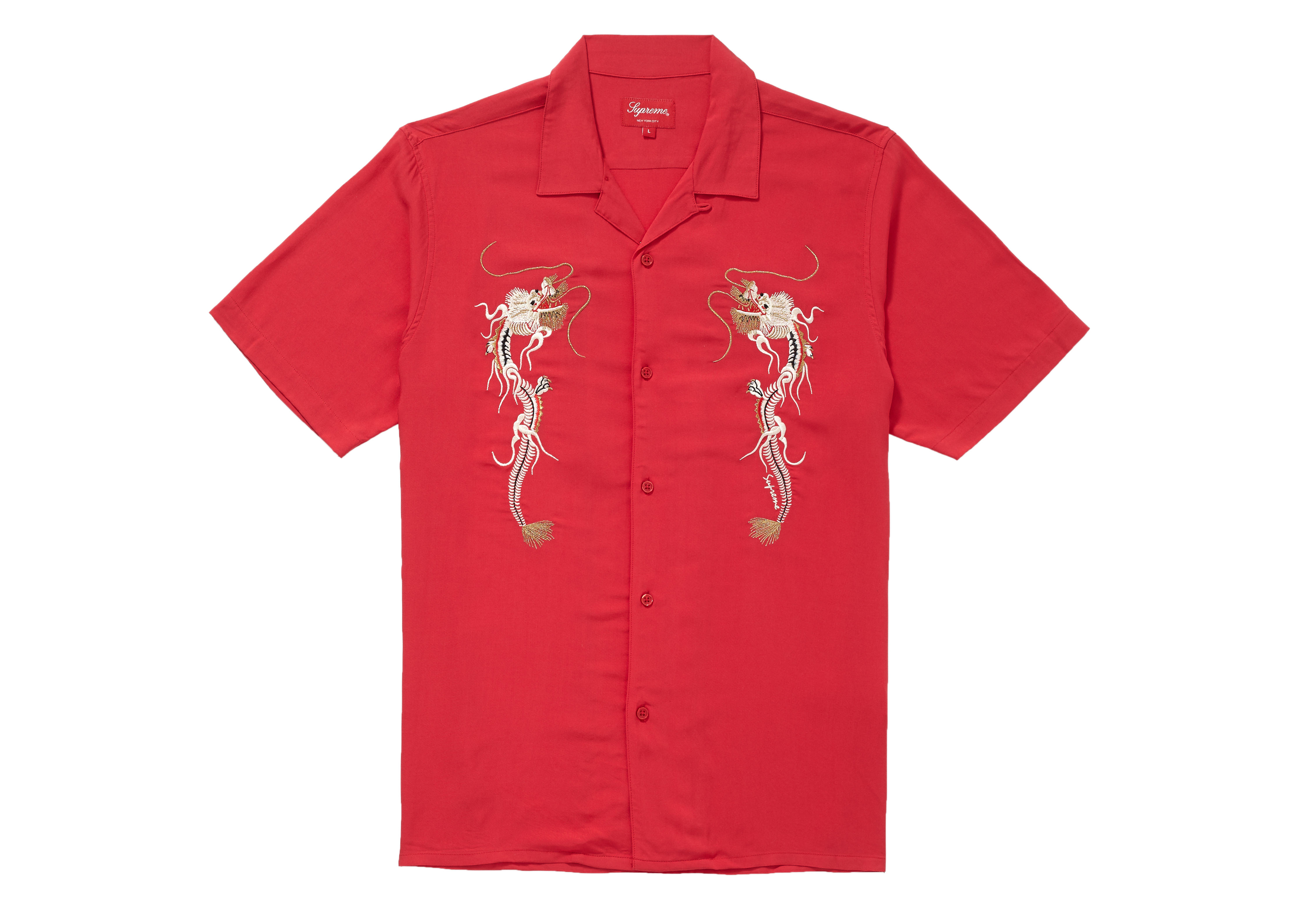 Supreme Dragon Rayon T-Shirt Red Men's - FW18 - US