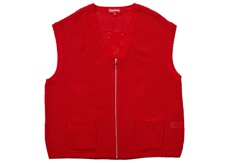 Supreme Dragon Zip Up Sweater Vest Red Men's - SS23 - GB