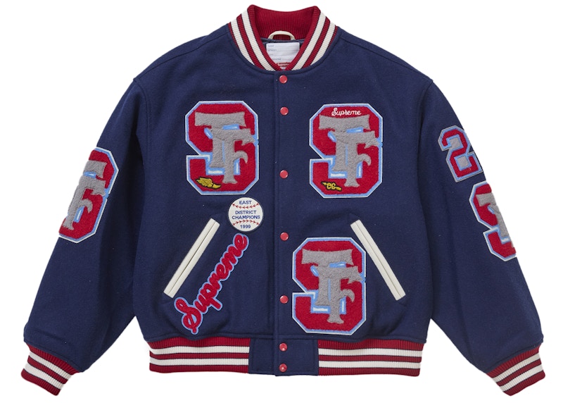 Supreme Drill Team Varsity Jacket Navy Men's - FW25 - US