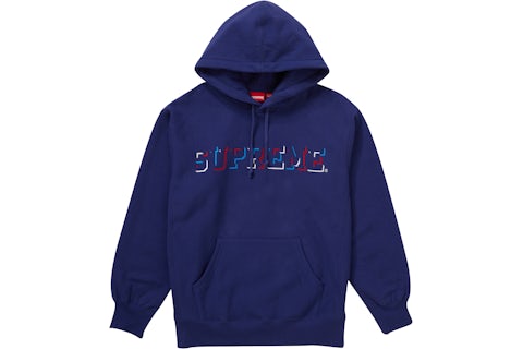 Supreme Drop Shadow Hooded Sweatshirt Washed Navy Men's FW20 US