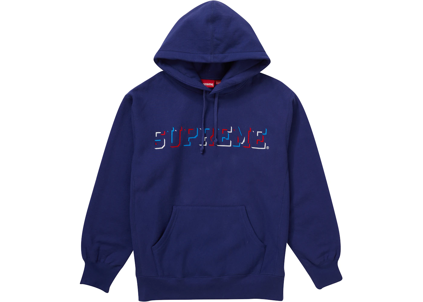 Supreme Drop Shadow Hooded Sweatshirt Washed Navy Men's
