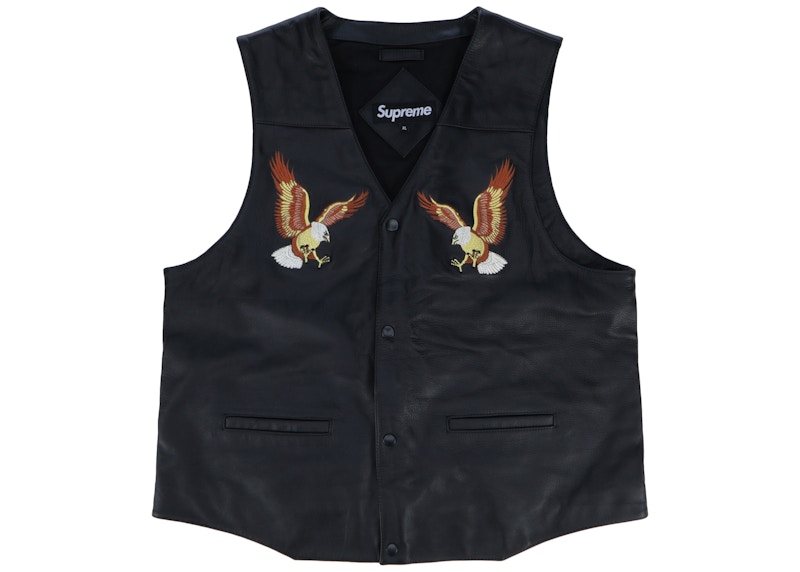 Supreme Eagle Leather Vest Black Men's - SS18 - US