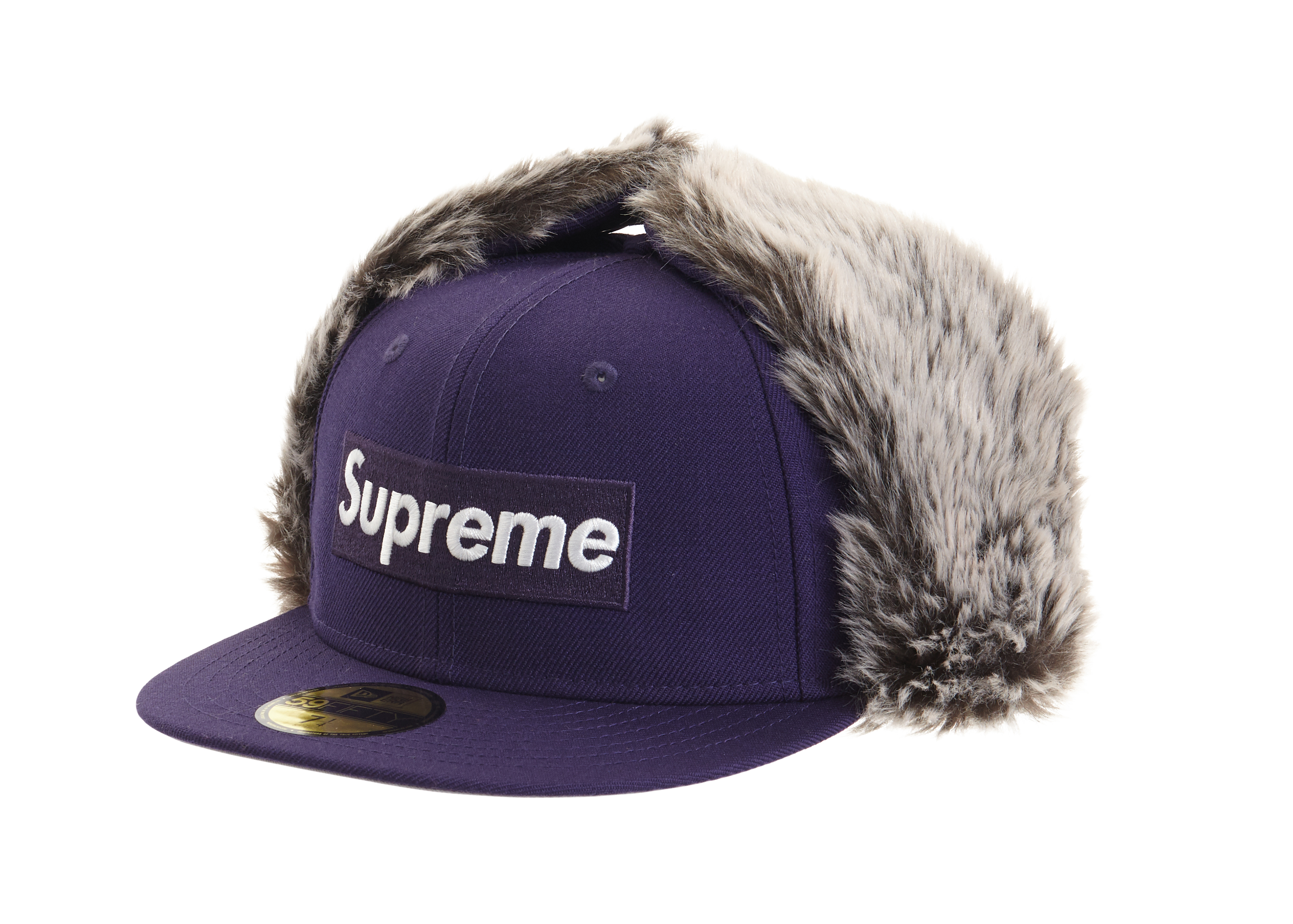 supreme earflap box logo new era 7 3/8 紫-