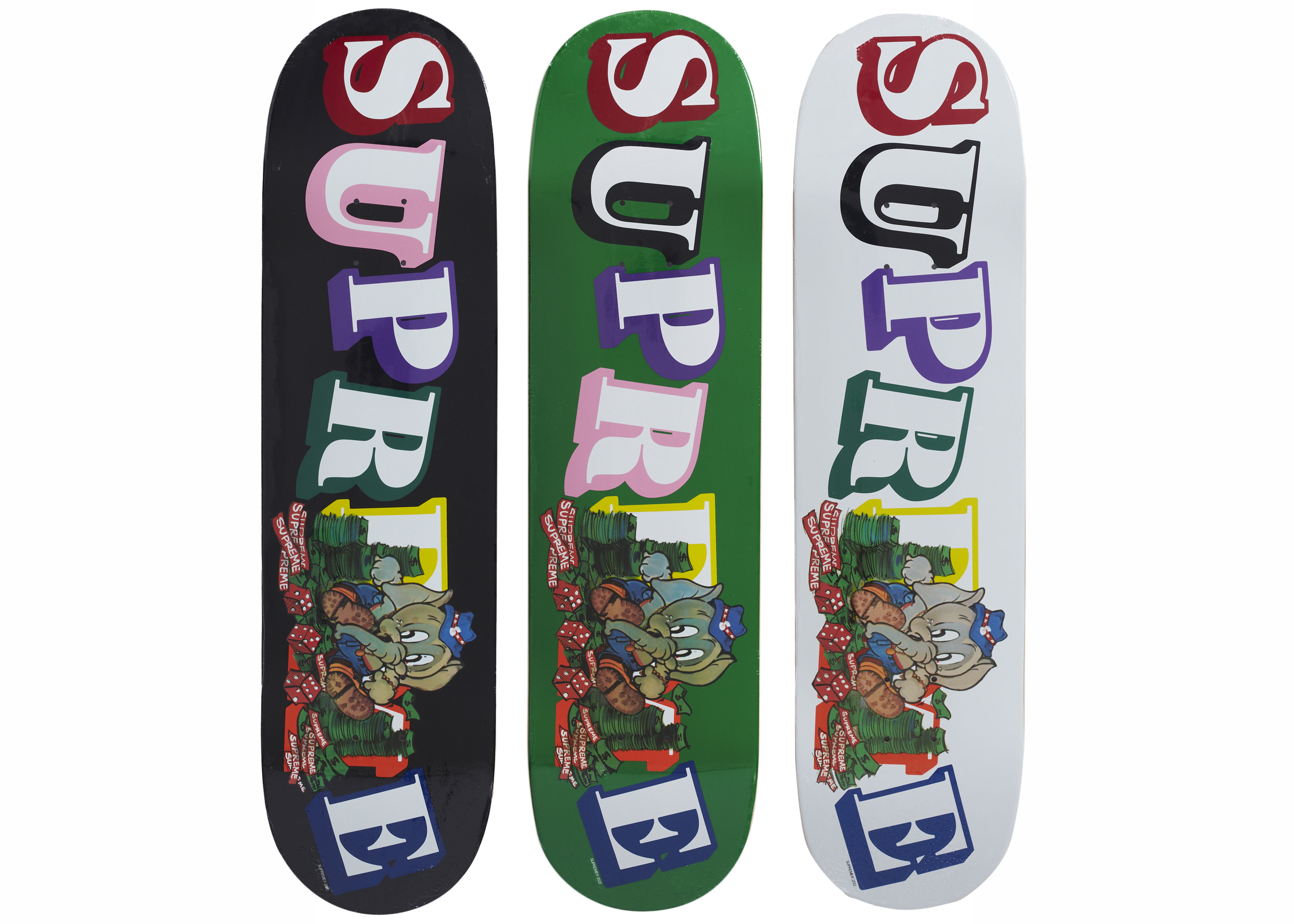 Supreme Elephant Skateboard Deck Set Multicolor