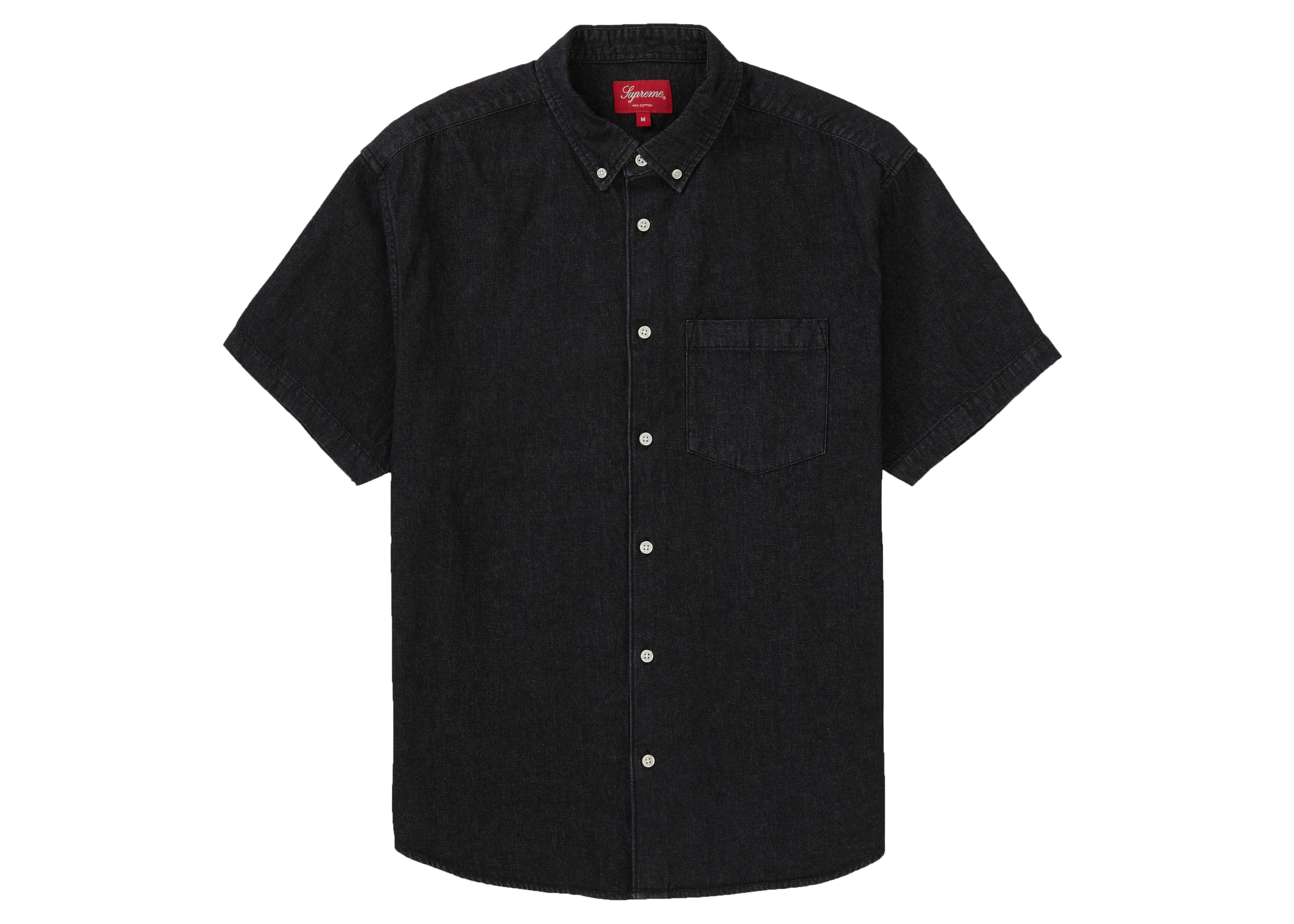BLACK Embossed Denim S/S Shirt 《size L》