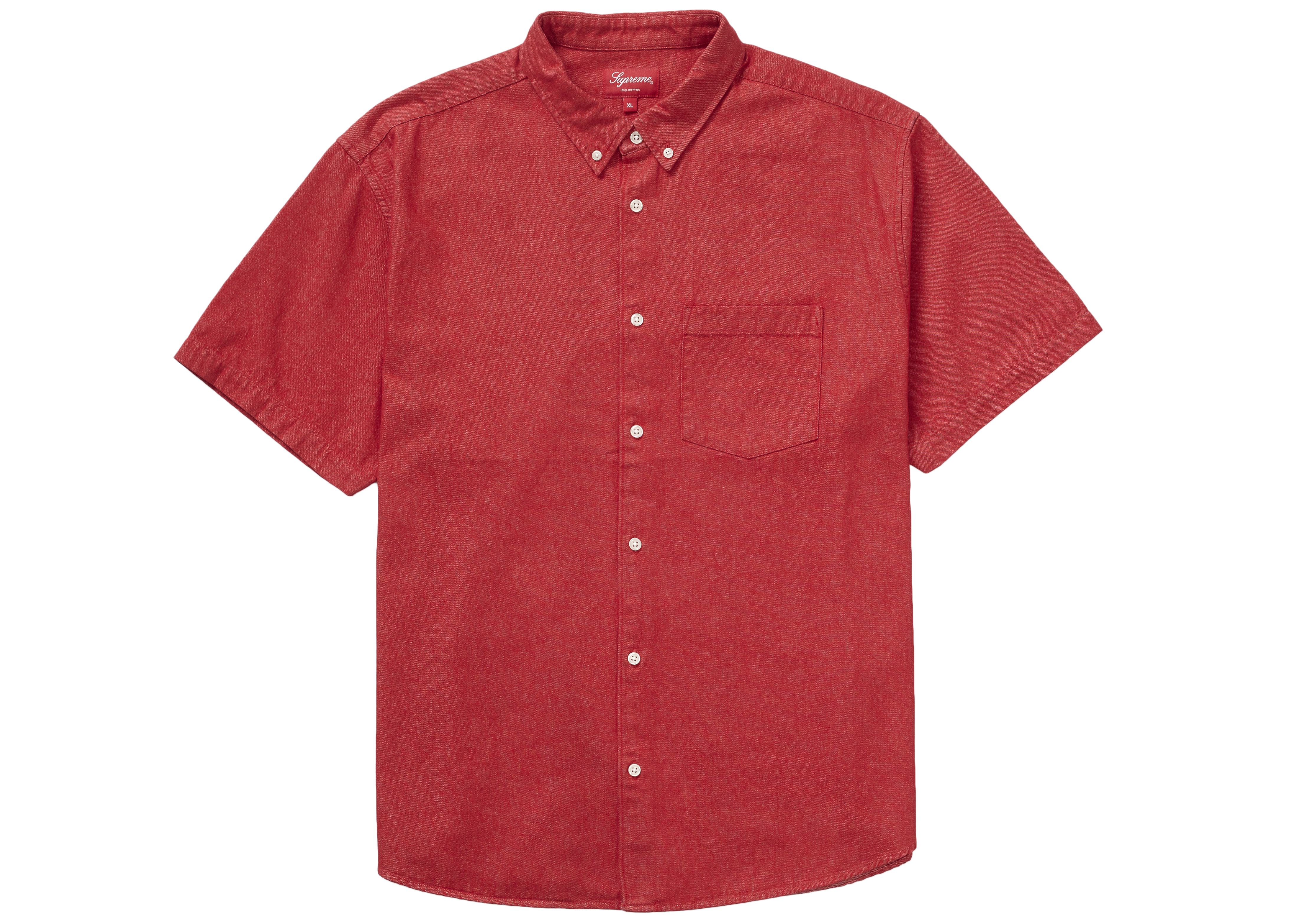 Supreme Embossed Denim S/S Shirt Red メンズ - SS21 - JP