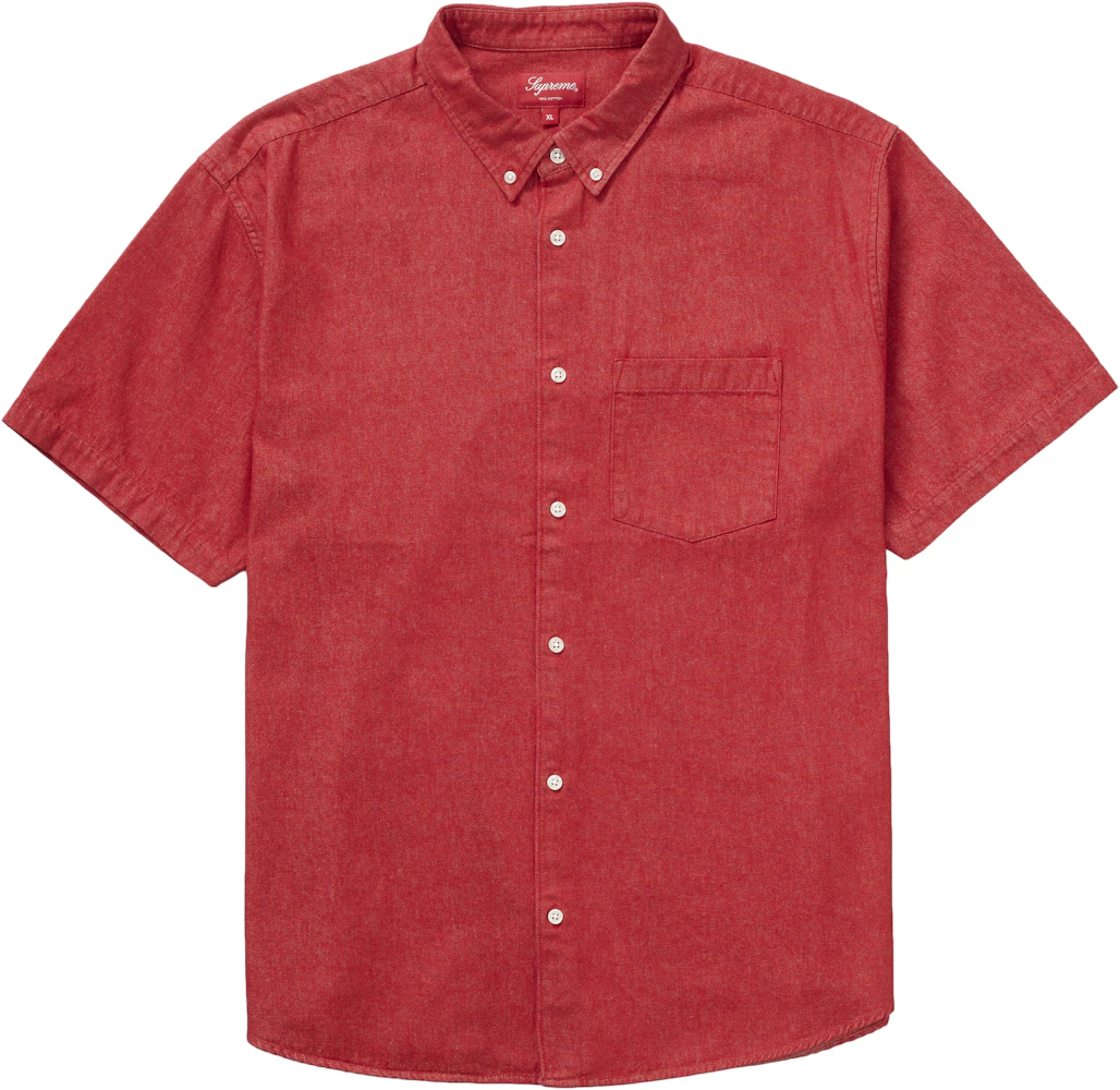Supreme Embossed Denim S/S Shirt Red Men's - SS21 - US