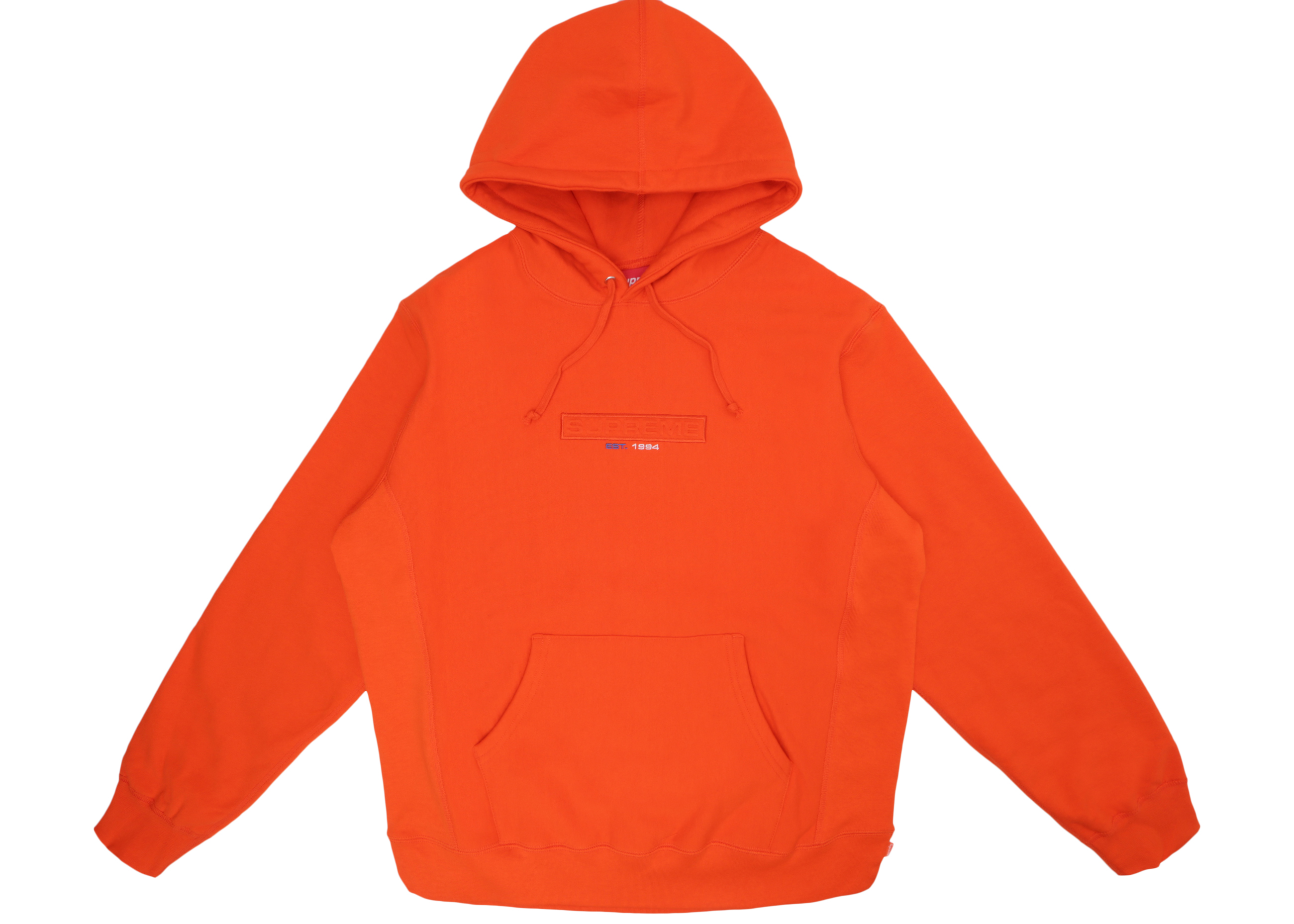 Supreme Embossed Logo Hooded Sweatshirt (SS18) Dark Orange 男装