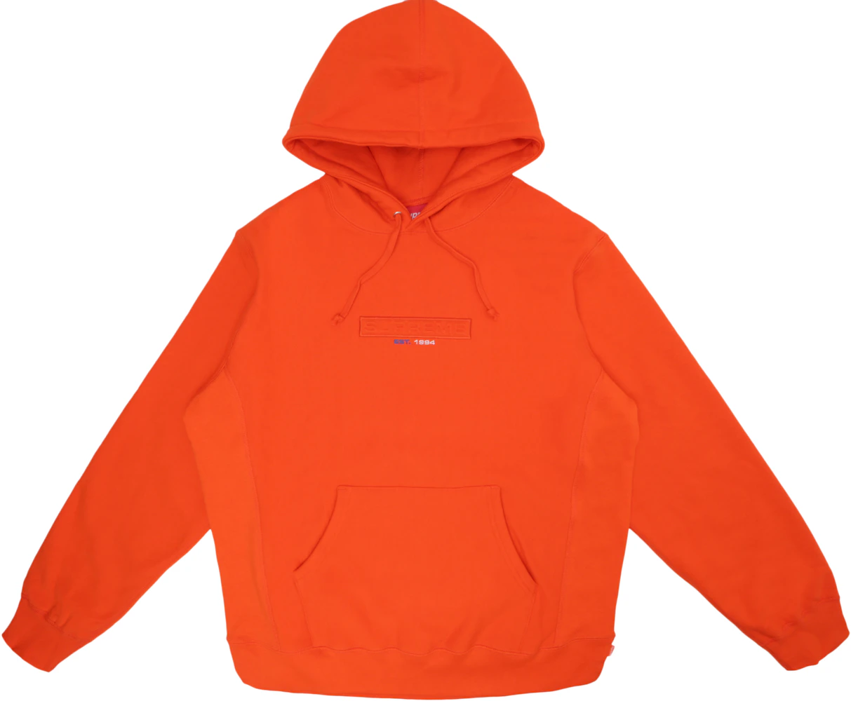Supreme Embossed Logo Hooded Sweatshirt (SS18) Dark Orange Men's - SS18 ...