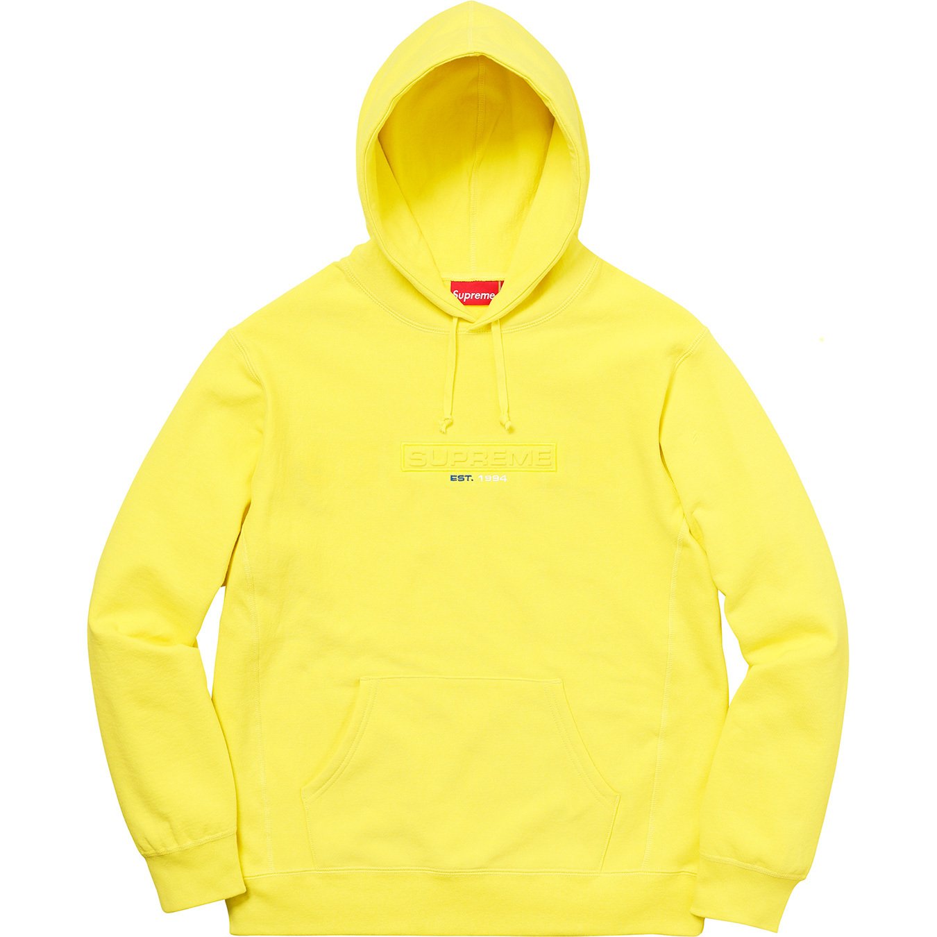 Supreme Embossed Logo Hooded Sweatshirt (SS18) Lemon Men's - SS18 - US