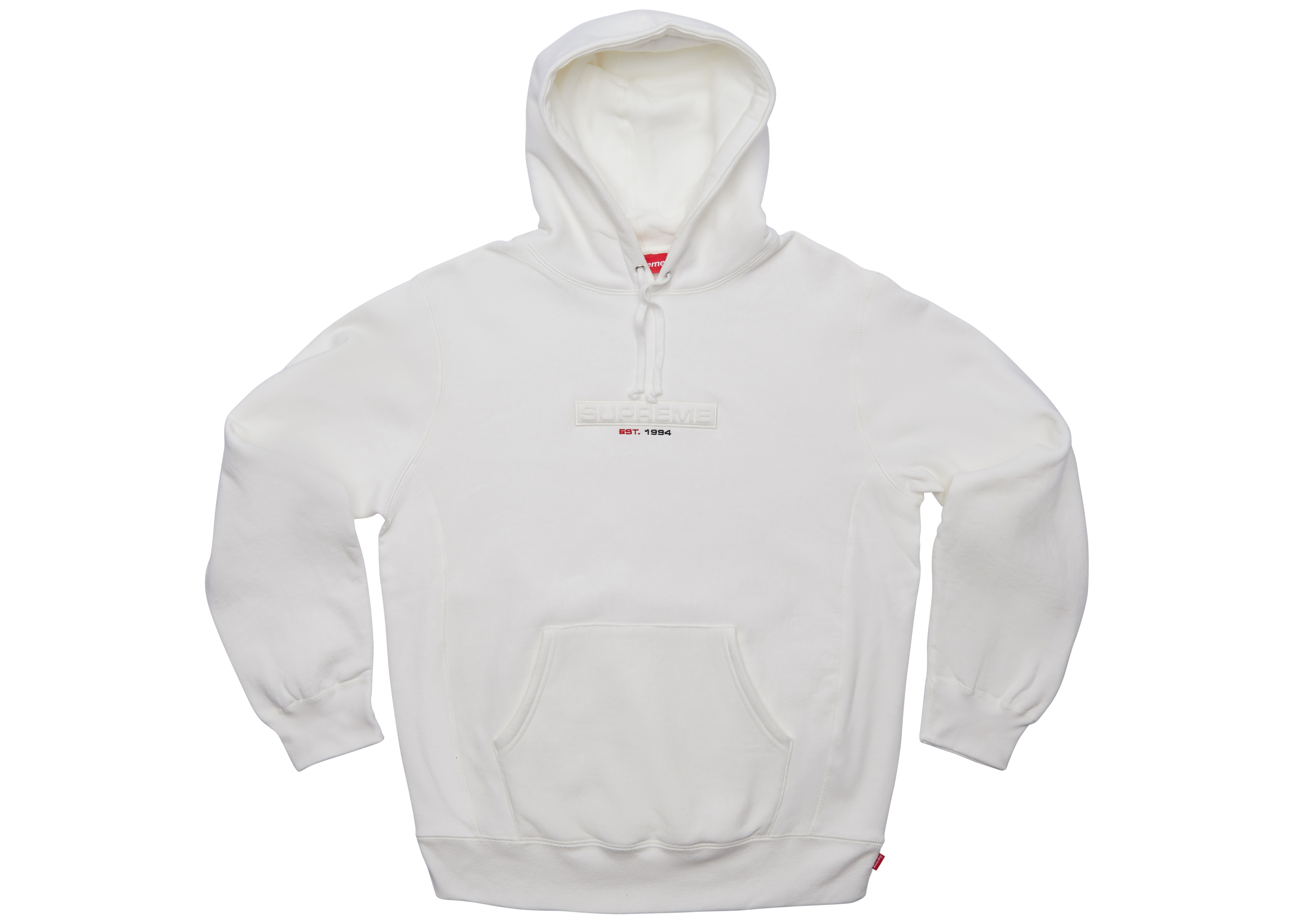 Supreme Embossed Logo Hooded Sweatshirt (SS18) White