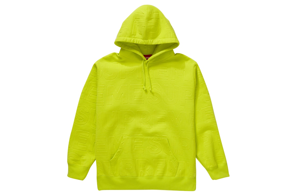 Click to view more detailed imagery on our partner's website Pre-owned Supreme Embossed Logos Hooded Sweatshirt Acid Green