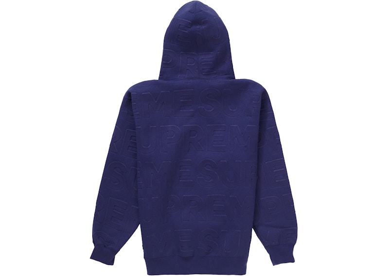 Supreme Embossed Logos Hooded Sweatshirt Washed Navy Men's