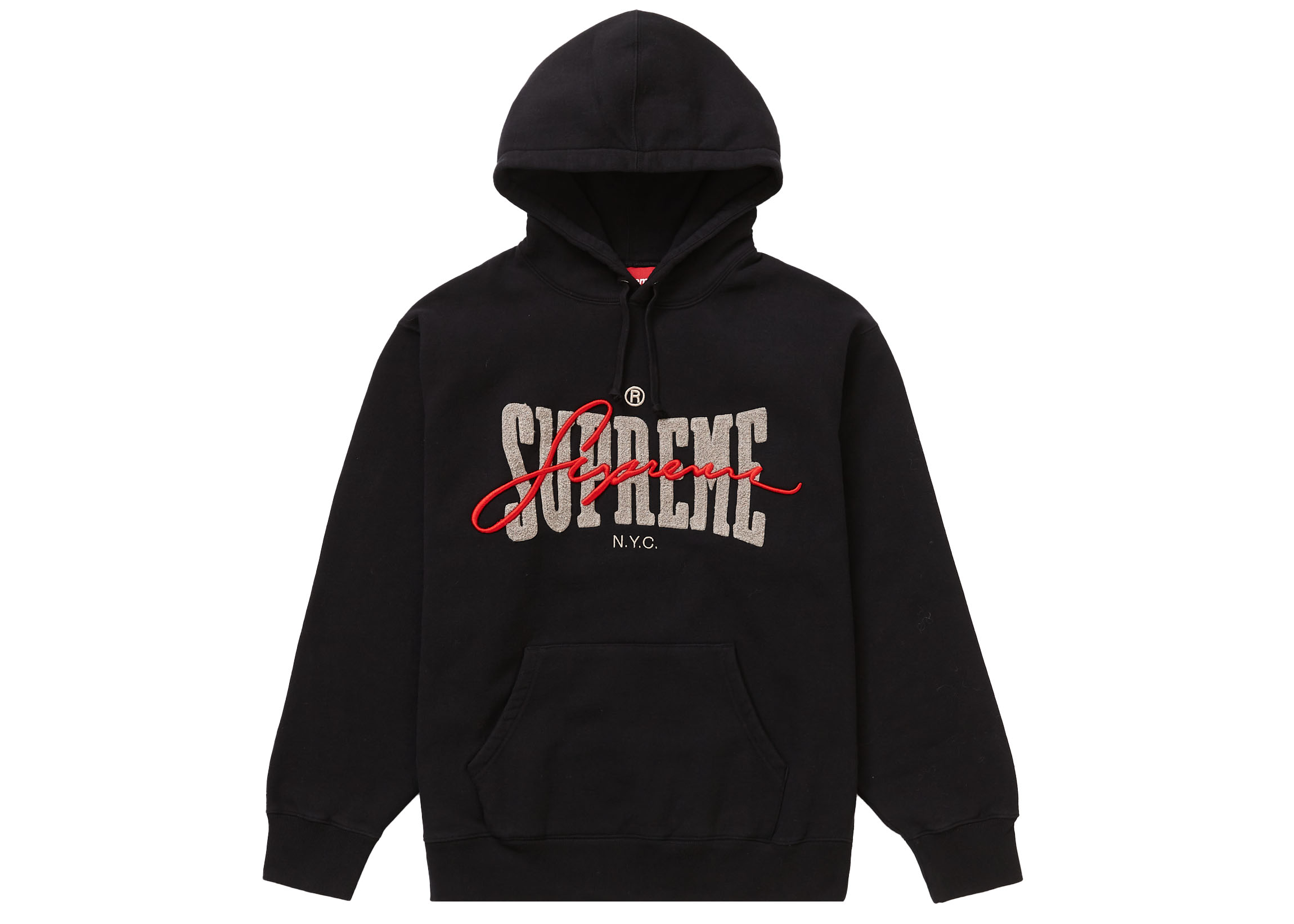 Supreme Embroidered Chenille Hooded Sweatshirt Black Men's - SS22 - US