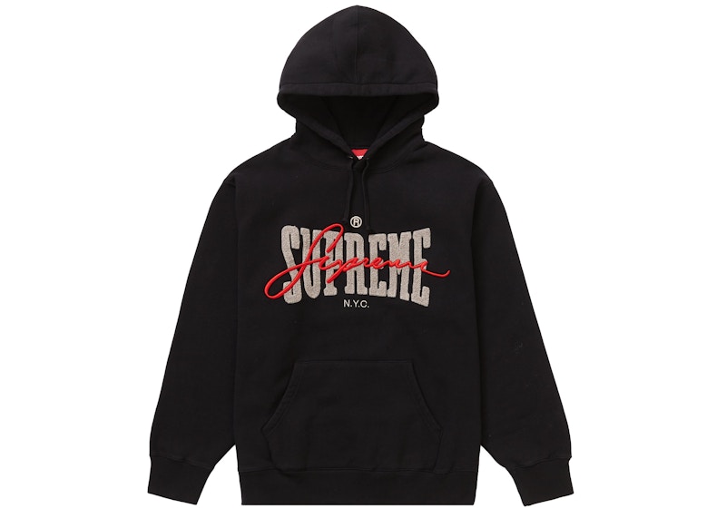 Supreme chenille script on sale hoodie