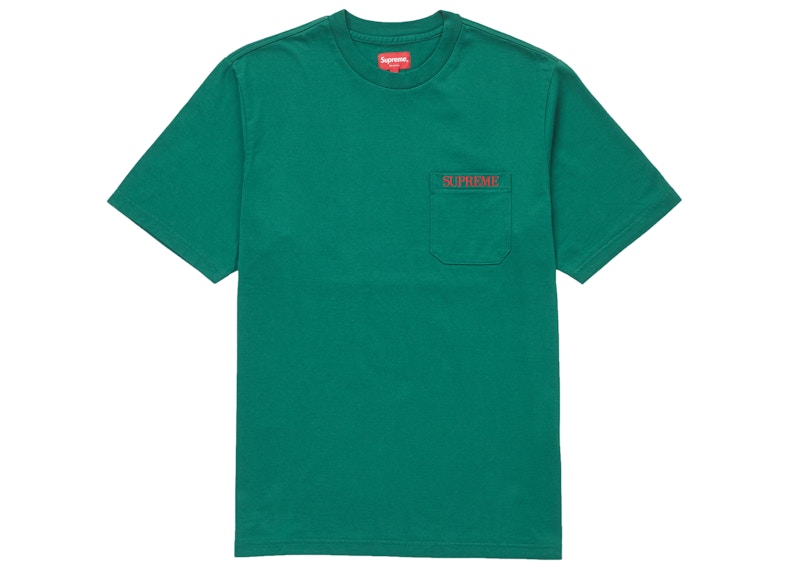 Supreme Embroidered Pocket Tee Green Men's - FW18 - US