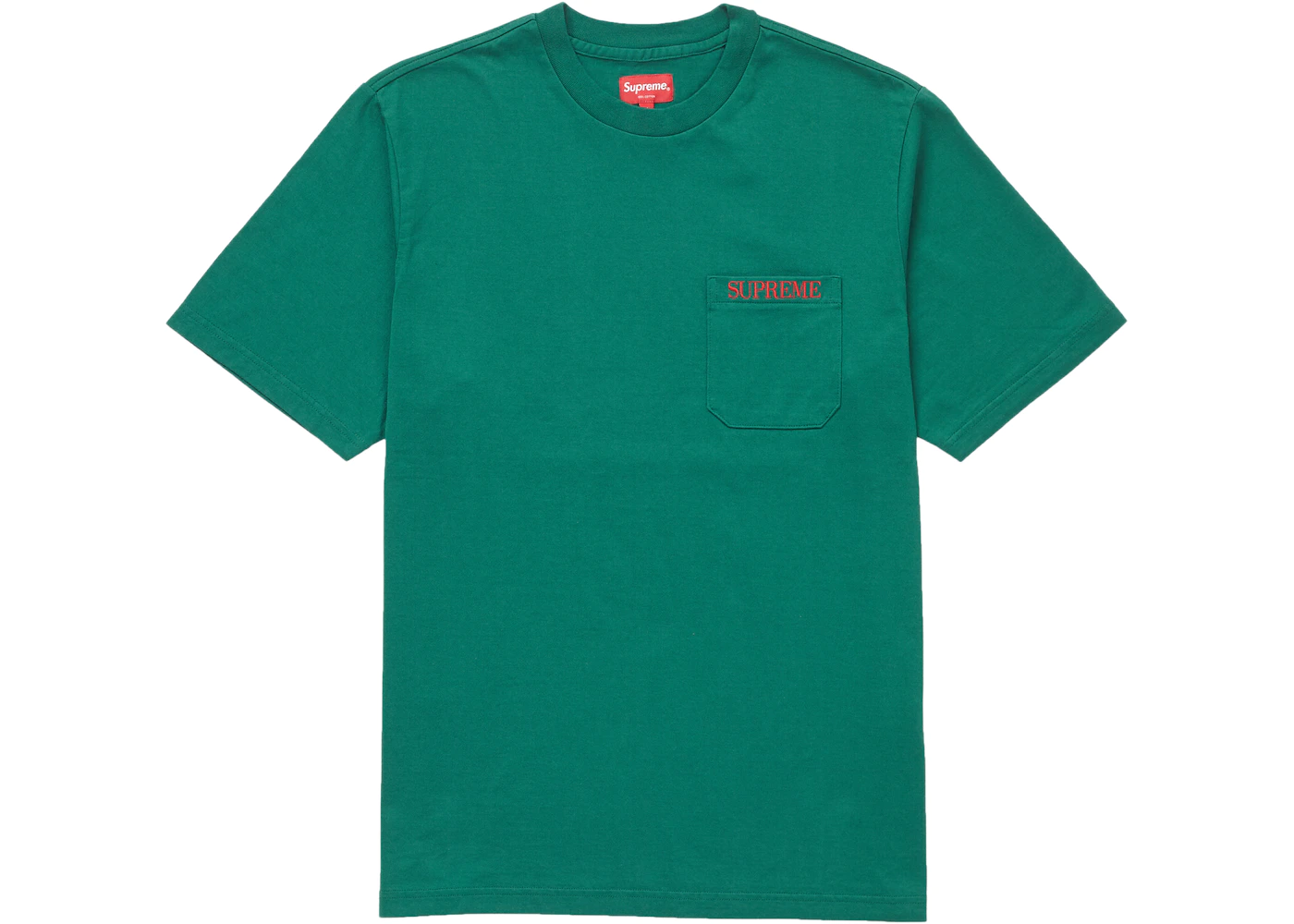 Supreme Embroidered Pocket Tee Green Men's - FW18 - US
