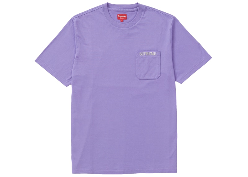 Supreme Embroidered Pocket Tee Pale Purple - FW18 Men's - US