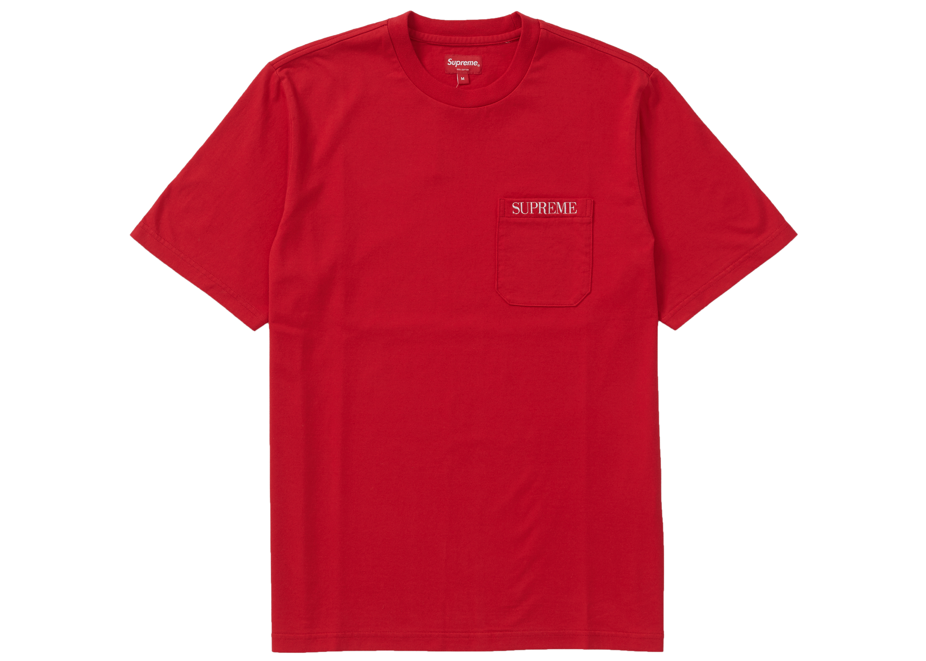 Supreme Embroidered Pocket Tee Red - FW18 Men's - US