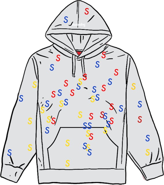 Supreme Embroidered S Hooded Sweatshirt Ash Grey メンズ - SS21 - JP