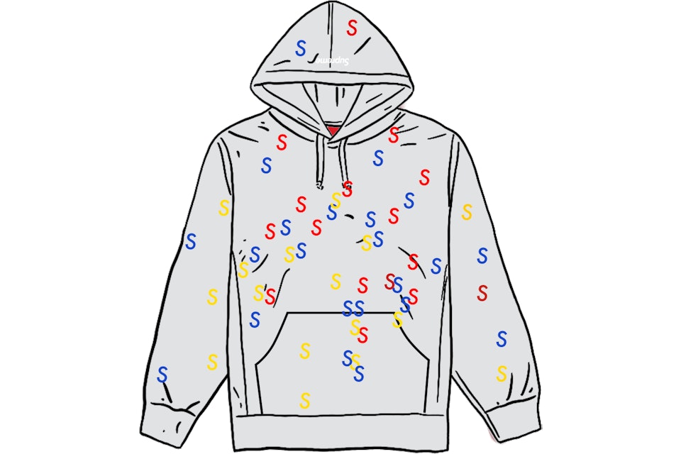 Supreme Embroidered S Hooded Sweatshirt Ash Grey