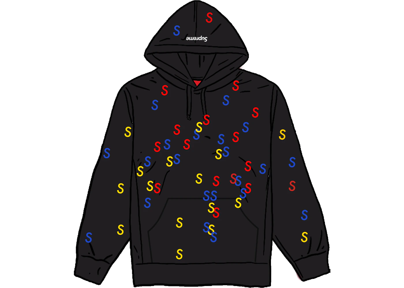Supreme Embroidered S Hooded Sweatshirt Black