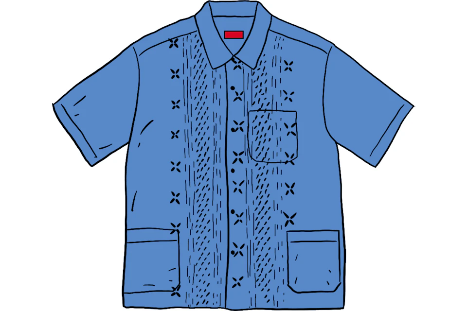 Supreme Embroidered S/S Shirt Light Blue